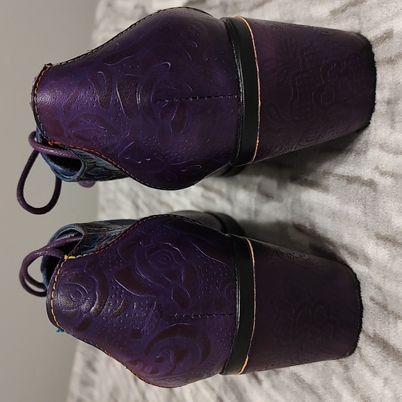 Gracosy Purple/Blue Leather Oxfords with heel Sz 37 - Picture 10 of 16